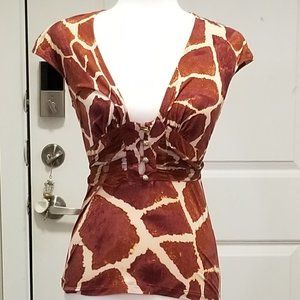 Roberto Cavalli Giraffe Animal Print Top